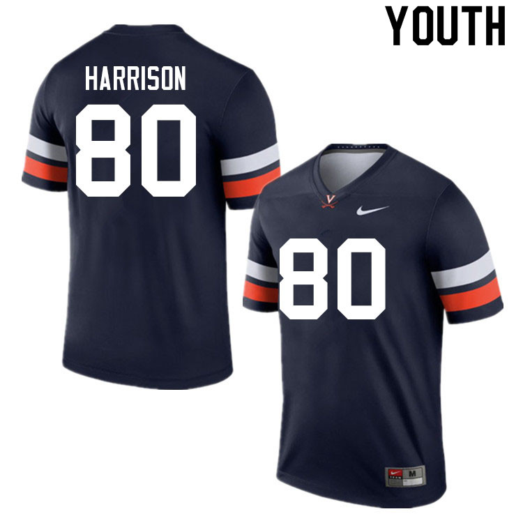 Youth #80 Jalen Harrison Virginia Cavaliers College Football Jerseys Sale-Navy